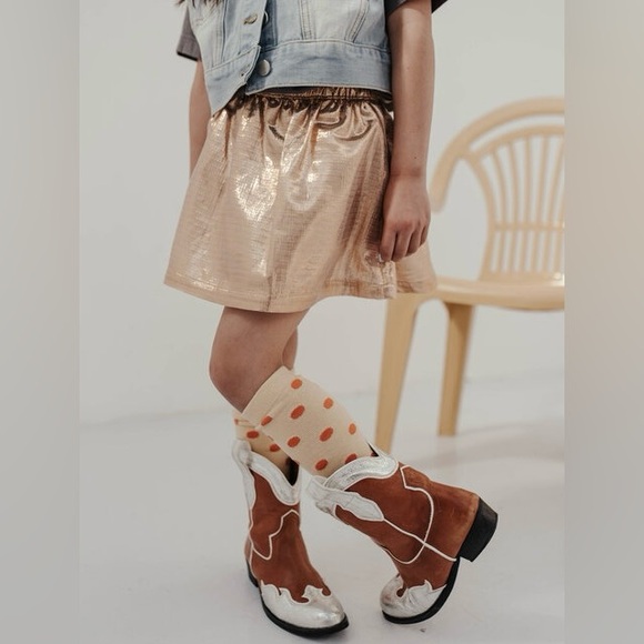 Repose Ams Gold Shiny Mini Skirt size 10Y - Picture 13 of 13